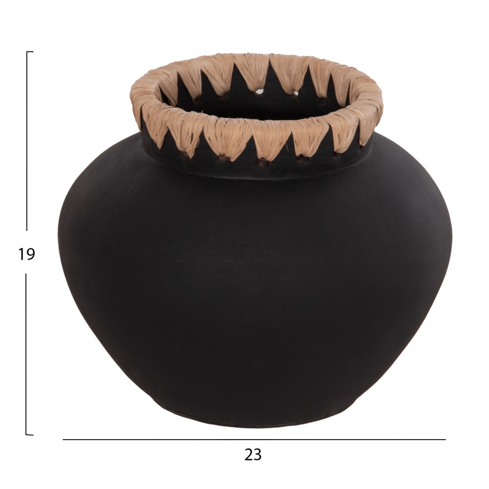 ΔΙΑΚΟΣΜΗΤΙΚΟ ΒΑΖΟ RENTON(S) HM4733 ΤΕΡΑΚΟΤΑ ΜΑΥΡH-ΠΛΕΞΗ ΨΑΘΑΣ ΣΤΟ ΣΤΟΜΙΟ Φ23x19Υεκ