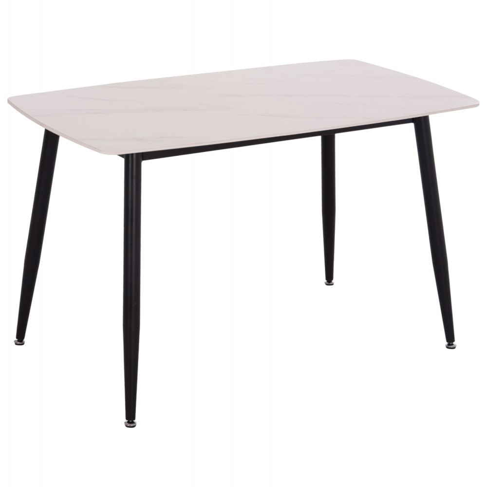 ΤΡΑΠΕΖΙ RAVEN HM9854.01 ΚΕΡΑΜΙΚΟ TOP ΜΑΤ ΛΕΥΚΟ ΜΑΡΜΑΡΟ-ΜΑΥΡΟ ΜΕΤΑΛΛΟ 120x70x73Υεκ.