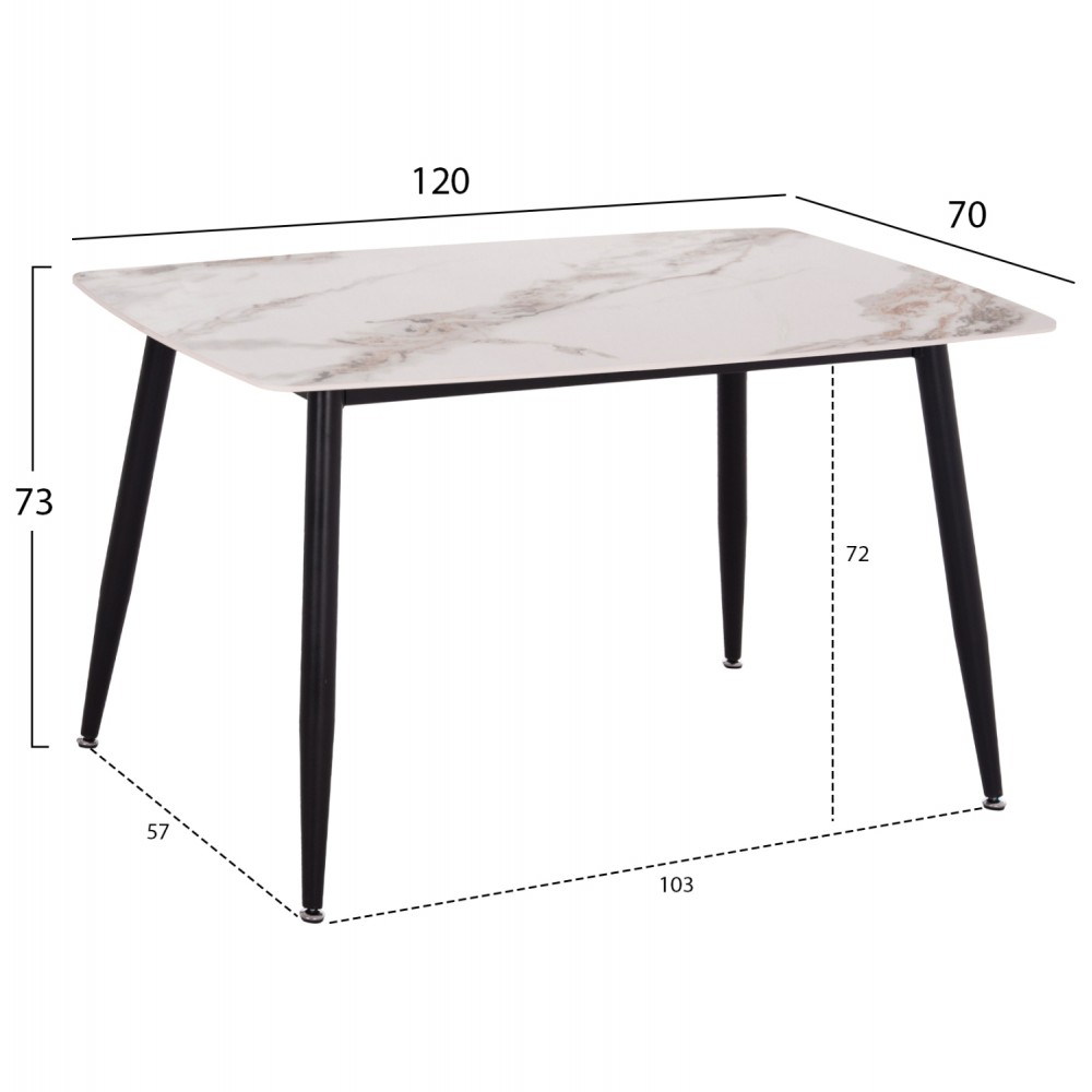 ΤΡΑΠΕΖΙ RAVEN HM9854.04 ΚΕΡΑΜΙΚΟ TOP ΜΕ ΟΨΗ ΜΑΡΜΑΡΟΥ τ.CALACATTA 120x70x73Υεκ.