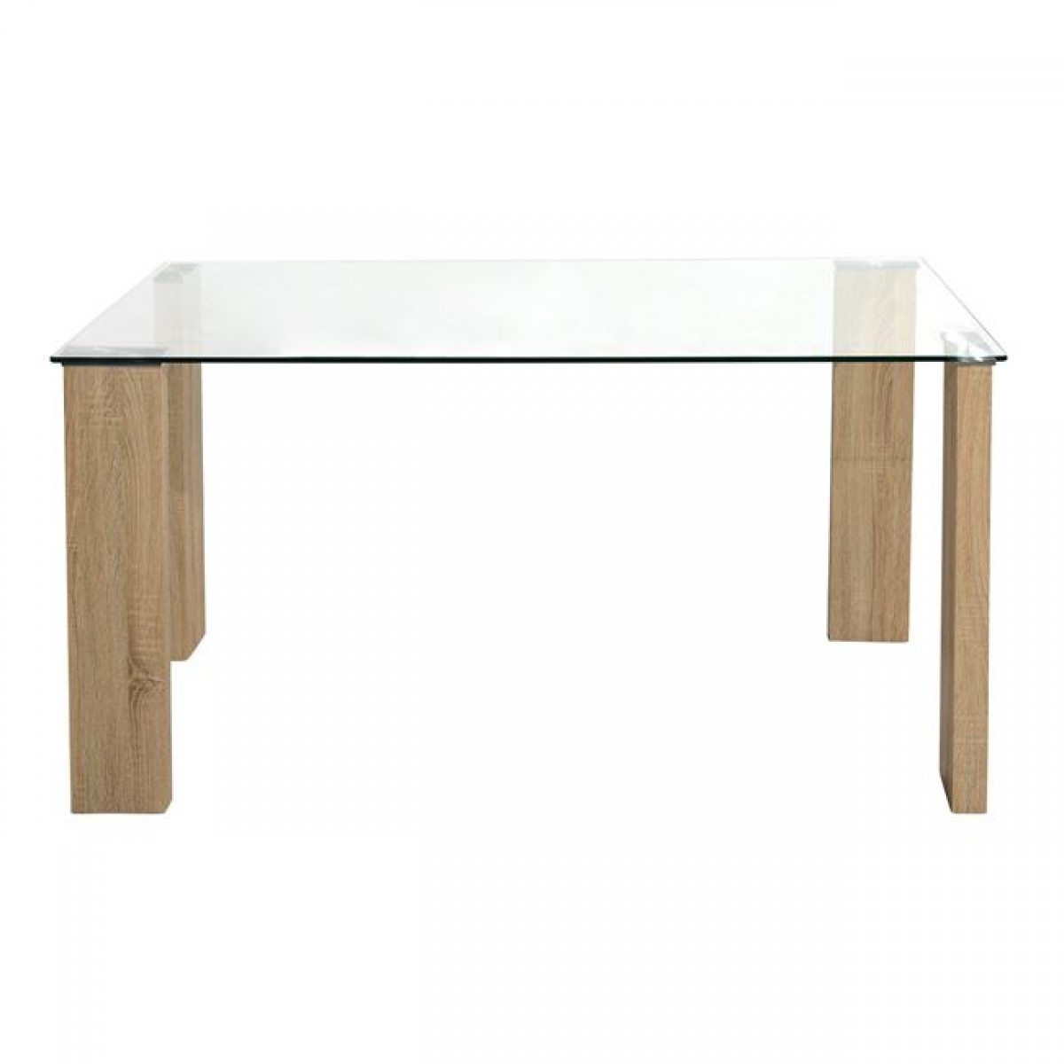 ΤΡΑΠΕΖΙ MORGAN 140Χ80Χ75ΕΚ HM0083.01 ΓΥΑΛΙΝΟ ΜΕ ΞΥΛΙΝΑ ΠΟΔΙΑ