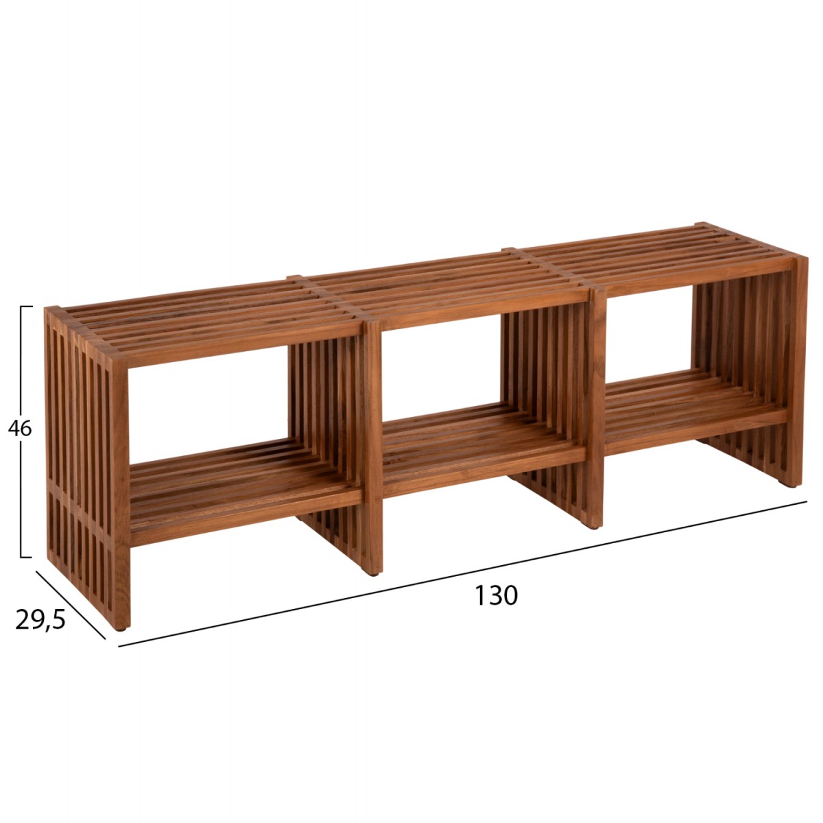 ΚΟΝΣΟΛΑ TV NYA HM9831 ΜΑΣΙΦ ΞΥΛΟ TEAK ΣΕ ΦΥΣΙΚΟ ΧΡΩΜΑ 130x29,5x46Υ εκ.