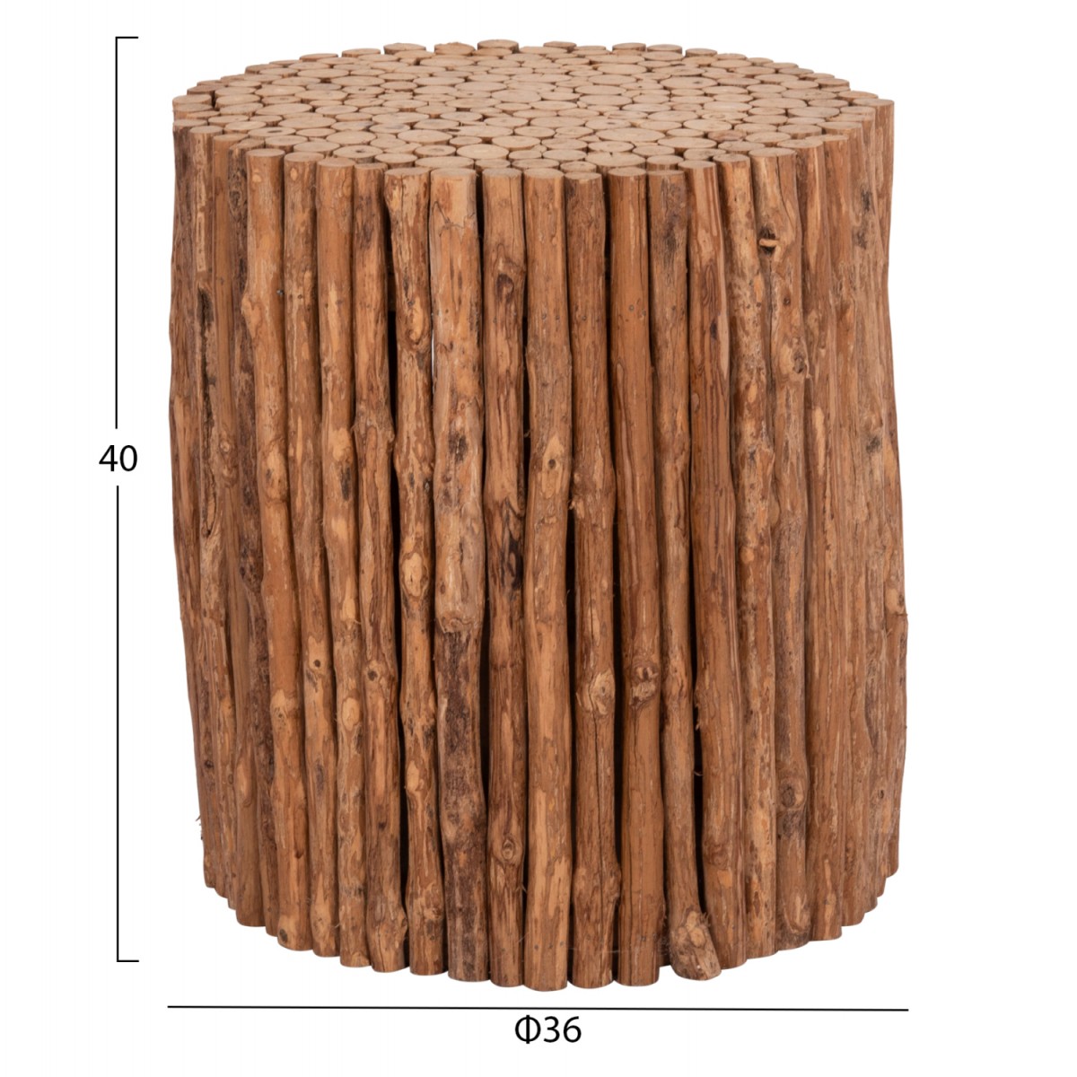 ΤΡΑΠΕΖΙ ΣΑΛΟΝΙΟΥ ΣΤΡΟΓΓΥΛΟ DRIFTER HM4443 DRIFTWOOD ΣΕ ΦΥΣΙΚΟ ΧΡΩΜΑ Φ36x40Υεκ