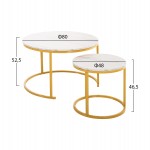 ΤΡΑΠΕΖΙ ΣΑΛΟΝΙΟΥ ΣΕΤ 2ΤΜΧ MDF ΕΦΕ ΛΕΥΚΟ ΜΑΡΜΑΡΟ ΜΕ ΧΡΥΣΑ ΠΟΔΙΑ Φ80 k Φ48εκ.HM8763.11