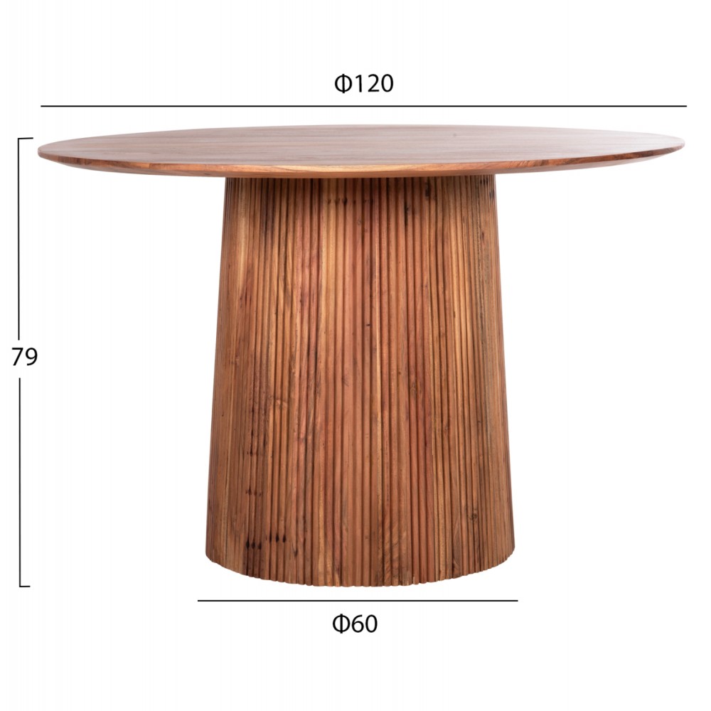 ΤΡΑΠΕΖΙ ΤΡΑΠΕΖΑΡΙΑΣ ΣΤΡΟΓΓΥΛΟ GROOT HM9684 ΜΑΣΙΦ ΞΥΛΟ ΑΚΑΚΙΑΣ ΣΕ ΦΥΣΙΚΟ Φ120x79Υεκ