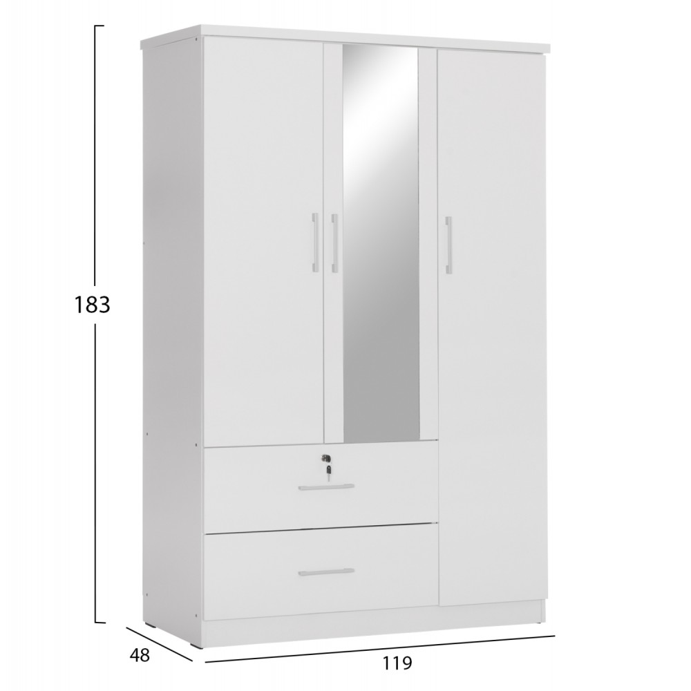 ΝΤΟΥΛΑΠΑ ΜΕ ΚΑΘΡΕΦΤΗ & ΣΥΡΤΑΡΙΑ JARRY HM2485.01 ΛΕΥΚΗ ΜΕΛΑΜΙΝΗ 119x48x183Υεκ