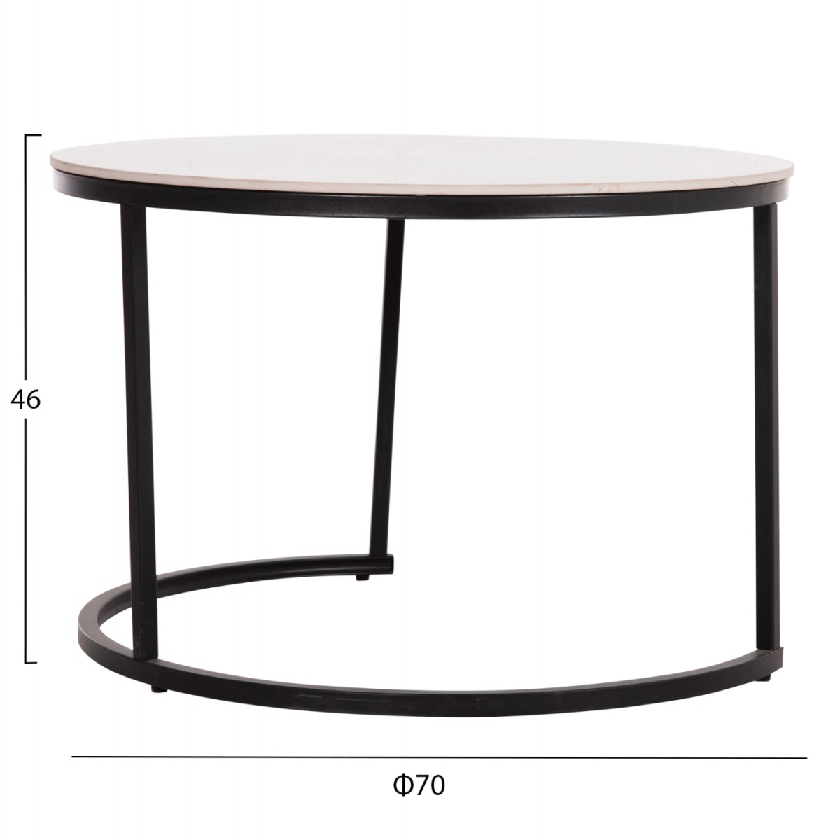 ΤΡΑΠΕΖΙA ΣΑΛΟΝΙΟΥ ΣΕΤ 2ΤΜΧ TALOS ΚΕΡΑΜΙΚΟ TOP ΜΕ ΟΨΗ ΛΕΥΚΟΥ ΜΑΡΜΑΡΟΥ HM18140.01 Φ70+Φ50