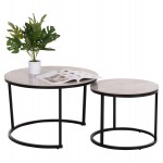 ΤΡΑΠΕΖΙA ΣΑΛΟΝΙΟΥ ΣΕΤ 2ΤΜΧ TALOS ΚΕΡΑΜΙΚΟ TOP ΜΕ ΟΨΗ ΛΕΥΚΟΥ ΜΑΡΜΑΡΟΥ HM18140.01 Φ70+Φ50