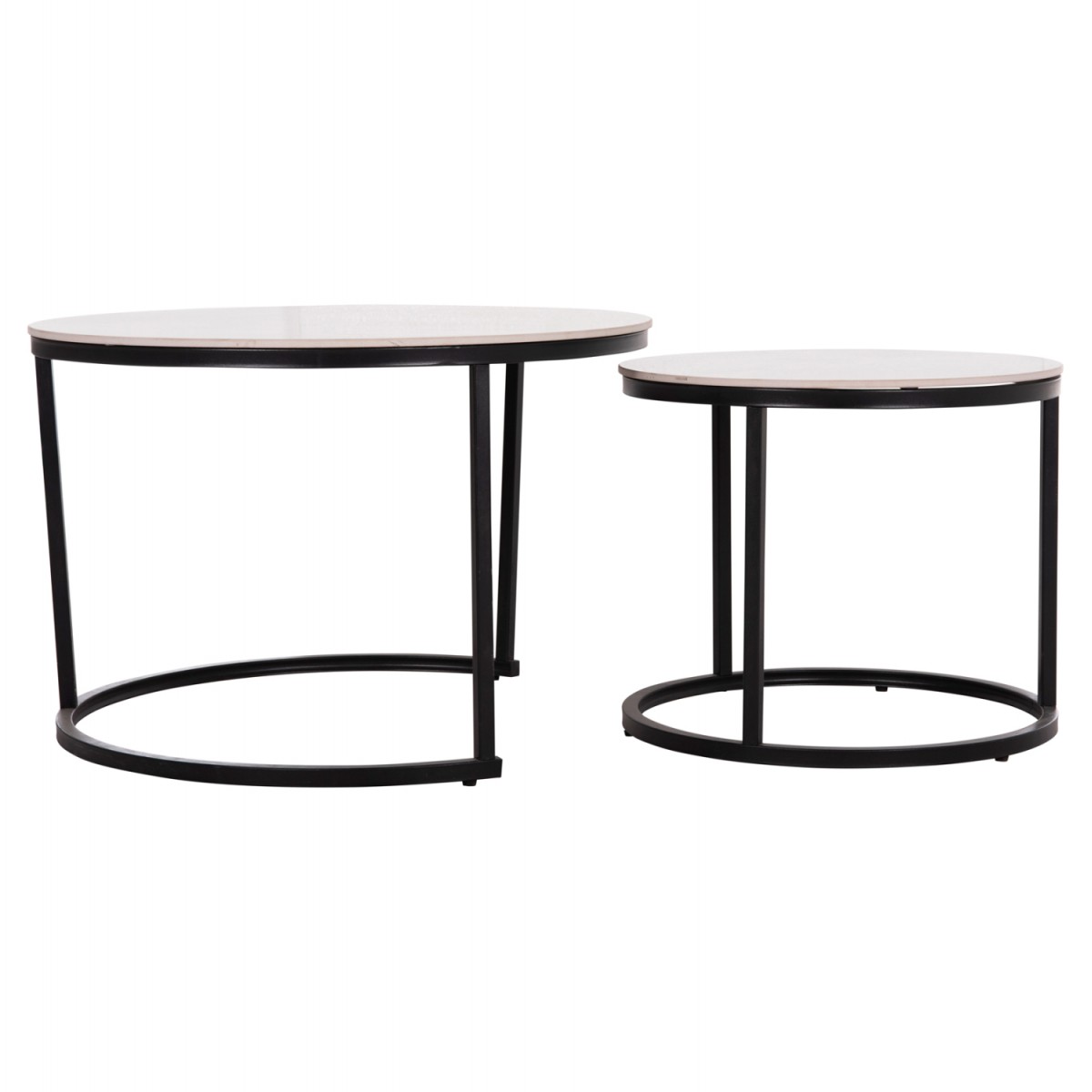 ΤΡΑΠΕΖΙA ΣΑΛΟΝΙΟΥ ΣΕΤ 2ΤΜΧ TALOS ΚΕΡΑΜΙΚΟ TOP ΜΕ ΟΨΗ ΛΕΥΚΟΥ ΜΑΡΜΑΡΟΥ HM18140.01 Φ70+Φ50