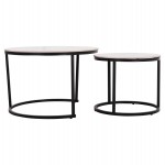 ΤΡΑΠΕΖΙA ΣΑΛΟΝΙΟΥ ΣΕΤ 2ΤΜΧ TALOS ΚΕΡΑΜΙΚΟ TOP ΜΕ ΟΨΗ ΛΕΥΚΟΥ ΜΑΡΜΑΡΟΥ HM18140.01 Φ70+Φ50