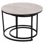 ΤΡΑΠΕΖΙA ΣΑΛΟΝΙΟΥ ΣΕΤ 2ΤΜΧ TALOS ΚΕΡΑΜΙΚΟ TOP ΜΕ ΟΨΗ ΛΕΥΚΟΥ ΜΑΡΜΑΡΟΥ HM18140.01 Φ70+Φ50