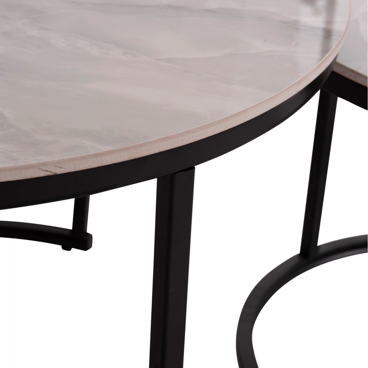 ΤΡΑΠΕΖΙA ΣΑΛΟΝΙΟΥ ΣΕΤ 2ΤΜΧ TALOS ΚΕΡΑΜΙΚΟ TOP ΜΕ ΟΨΗ ΛΕΥΚΟΥ ΜΑΡΜΑΡΟΥ HM18140.01 Φ70+Φ50