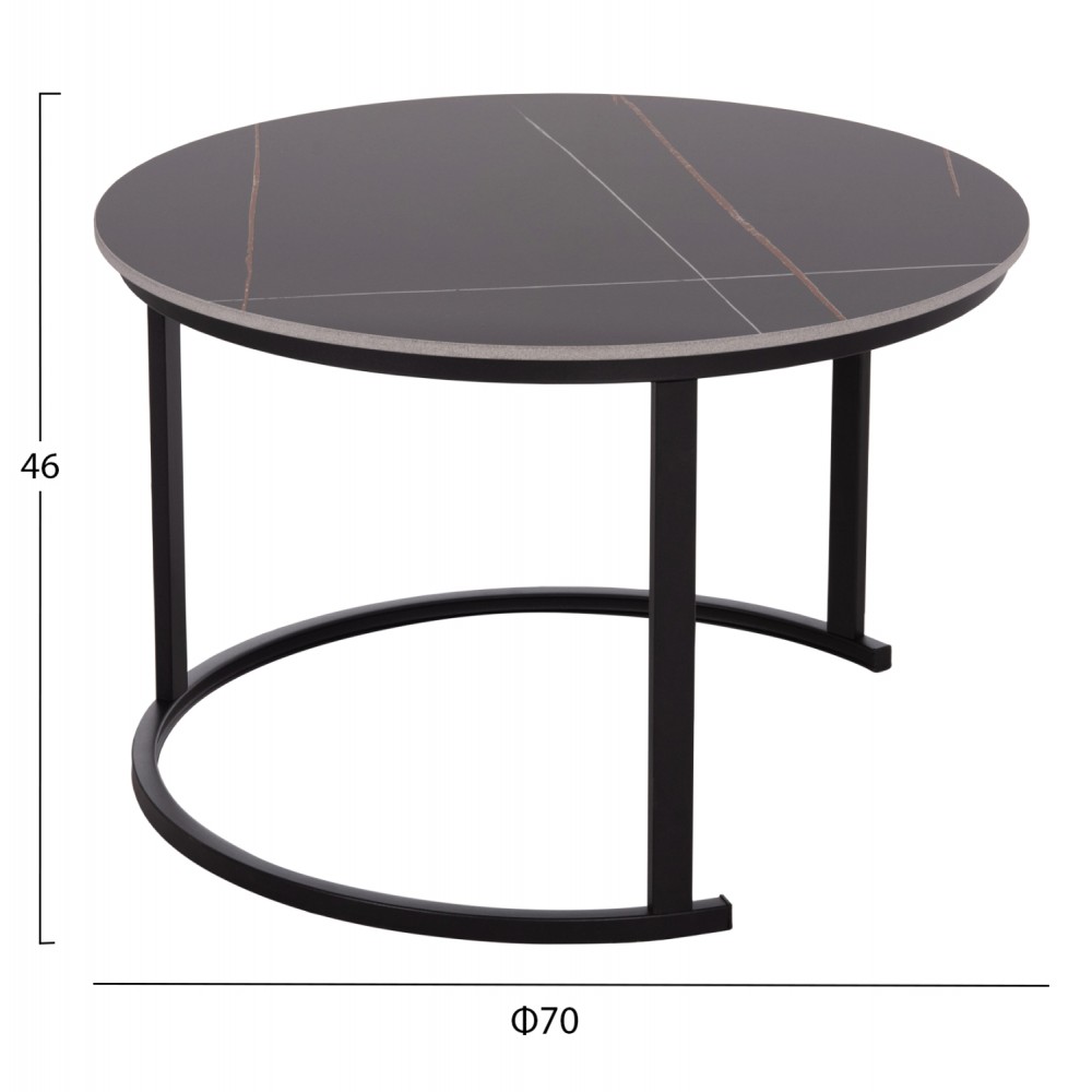 ΤΡΑΠΕΖΙ ΣΑΛΟΝΙΟΥ 2ΤΜΧ TALOS ΚΕΡΑΜΙΚΟ TOP ΜΕ ΟΨΗ ΜΑΥΡΟΥ ΜΑΡΜΑΡΟΥ HM18140.02 Φ70+Φ50