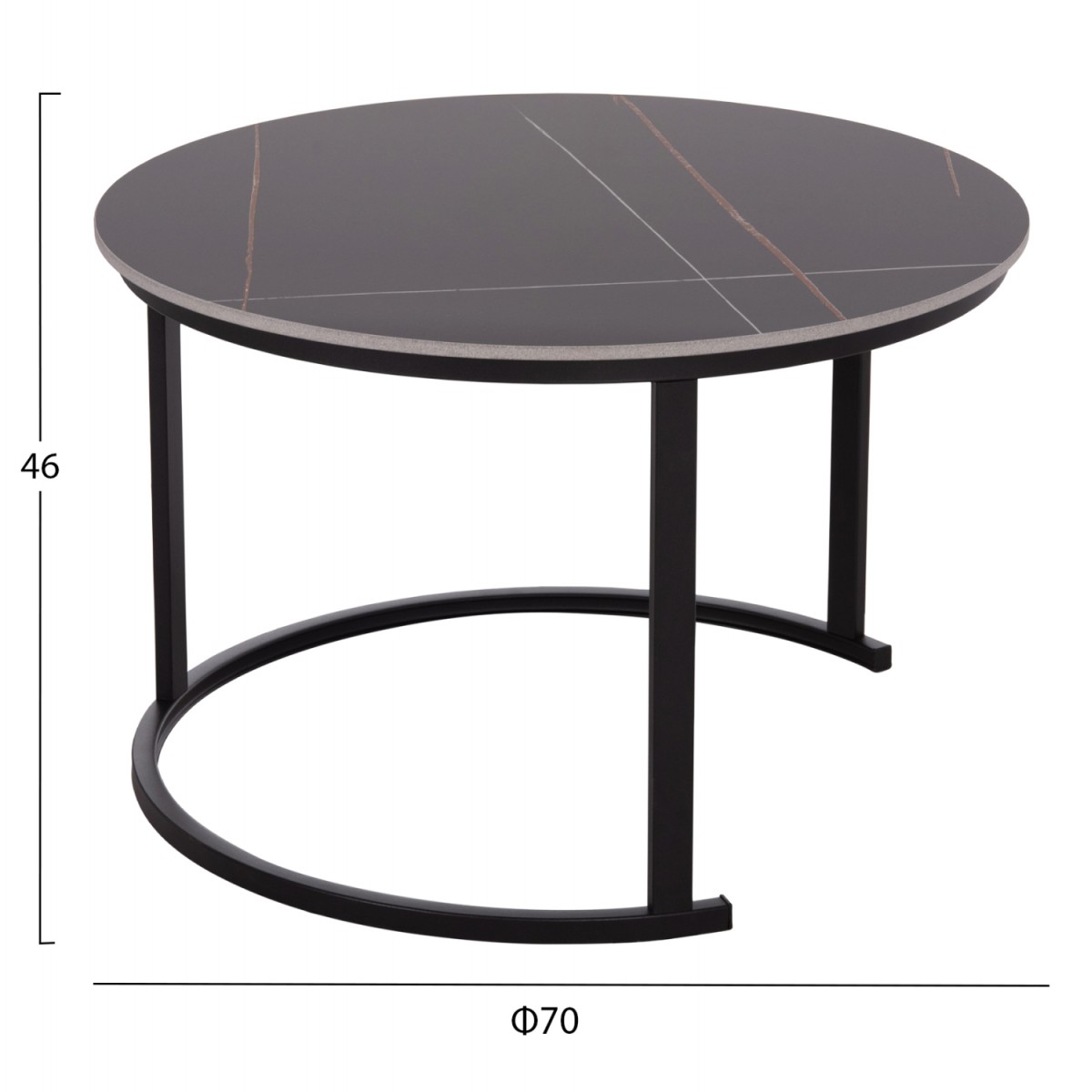 ΤΡΑΠΕΖΙ ΣΑΛΟΝΙΟΥ 2ΤΜΧ TALOS ΚΕΡΑΜΙΚΟ TOP ΜΕ ΟΨΗ ΜΑΥΡΟΥ ΜΑΡΜΑΡΟΥ HM18140.02 Φ70+Φ50