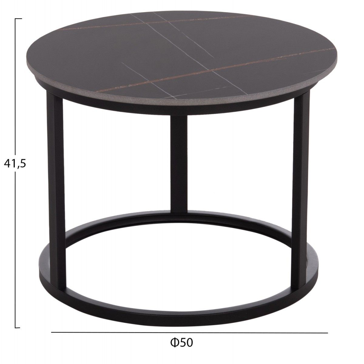 ΤΡΑΠΕΖΙ ΣΑΛΟΝΙΟΥ 2ΤΜΧ TALOS ΚΕΡΑΜΙΚΟ TOP ΜΕ ΟΨΗ ΜΑΥΡΟΥ ΜΑΡΜΑΡΟΥ HM18140.02 Φ70+Φ50