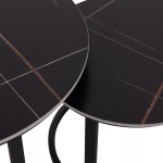 ΤΡΑΠΕΖΙ ΣΑΛΟΝΙΟΥ 2ΤΜΧ TALOS ΚΕΡΑΜΙΚΟ TOP ΜΕ ΟΨΗ ΜΑΥΡΟΥ ΜΑΡΜΑΡΟΥ HM18140.02 Φ70+Φ50