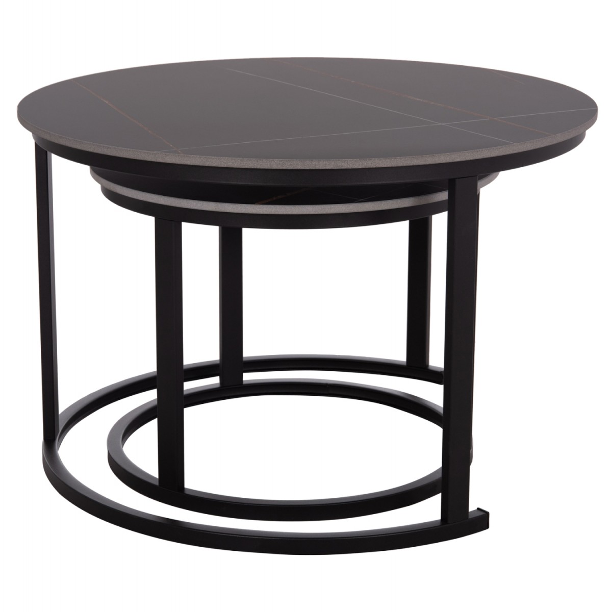 ΤΡΑΠΕΖΙ ΣΑΛΟΝΙΟΥ 2ΤΜΧ TALOS ΚΕΡΑΜΙΚΟ TOP ΜΕ ΟΨΗ ΜΑΥΡΟΥ ΜΑΡΜΑΡΟΥ HM18140.02 Φ70+Φ50