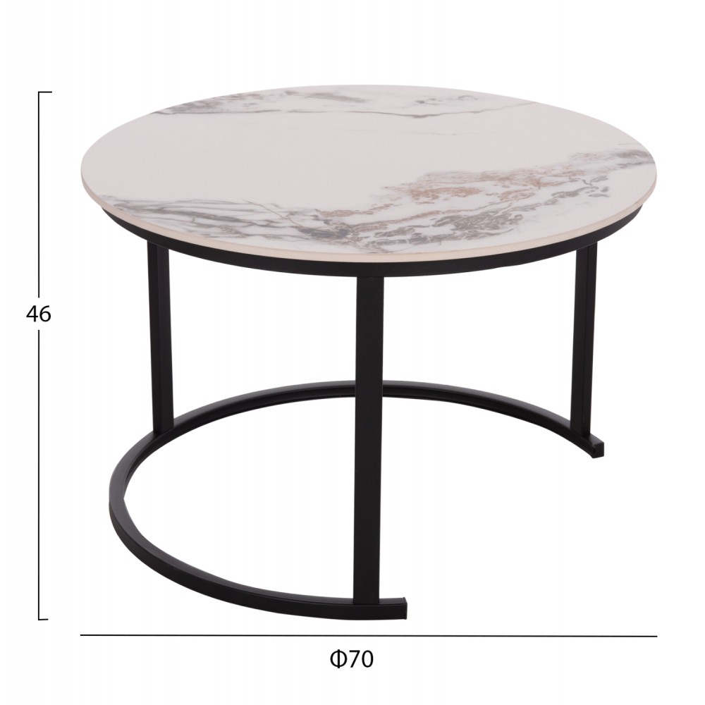 ΤΡΑΠΕΖΙ ΣΑΛΟΝΙΟΥ 2ΤΜΧ TALOS ΛΕΥΚΟ ΜΕ ΚΑΦΕ ΝΕΡΑ ΚΕΡΑΜΙΚΟ TOP HM18140.03 Φ70+Φ50