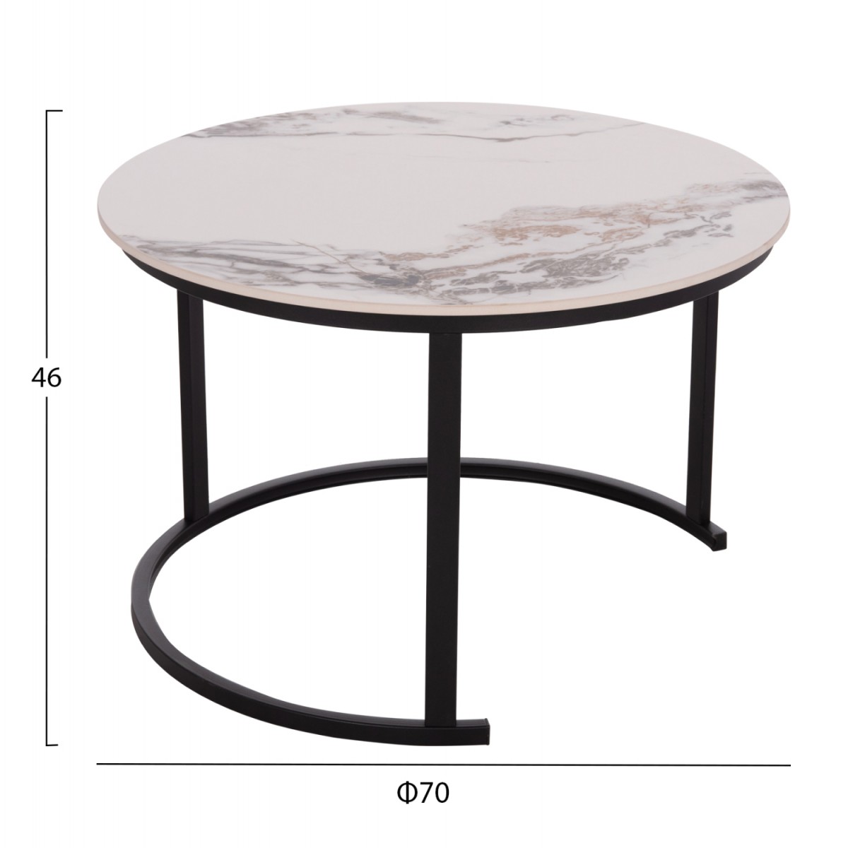 ΤΡΑΠΕΖΙ ΣΑΛΟΝΙΟΥ 2ΤΜΧ TALOS ΛΕΥΚΟ ΜΕ ΚΑΦΕ ΝΕΡΑ ΚΕΡΑΜΙΚΟ TOP HM18140.03 Φ70+Φ50