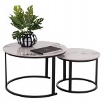 ΤΡΑΠΕΖΙ ΣΑΛΟΝΙΟΥ 2ΤΜΧ TALOS ΛΕΥΚΟ ΜΕ ΚΑΦΕ ΝΕΡΑ ΚΕΡΑΜΙΚΟ TOP HM18140.03 Φ70+Φ50