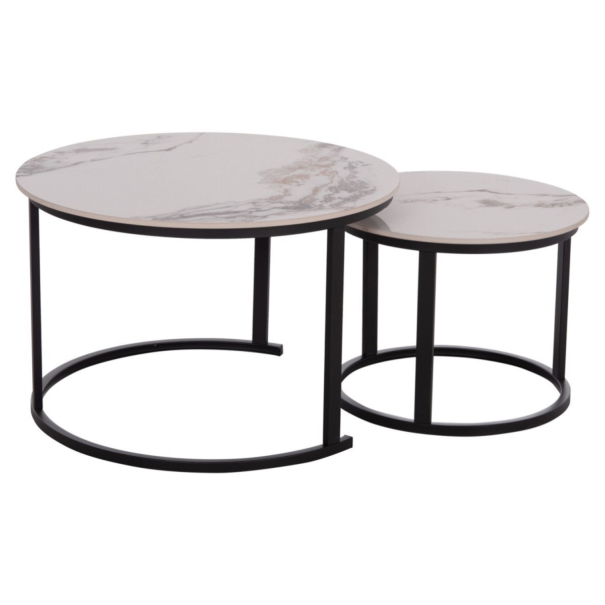 ΤΡΑΠΕΖΙ ΣΑΛΟΝΙΟΥ 2ΤΜΧ TALOS ΛΕΥΚΟ ΜΕ ΚΑΦΕ ΝΕΡΑ ΚΕΡΑΜΙΚΟ TOP HM18140.03 Φ70+Φ50