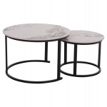 ΤΡΑΠΕΖΙ ΣΑΛΟΝΙΟΥ 2ΤΜΧ TALOS ΛΕΥΚΟ ΜΕ ΚΑΦΕ ΝΕΡΑ ΚΕΡΑΜΙΚΟ TOP HM18140.03 Φ70+Φ50