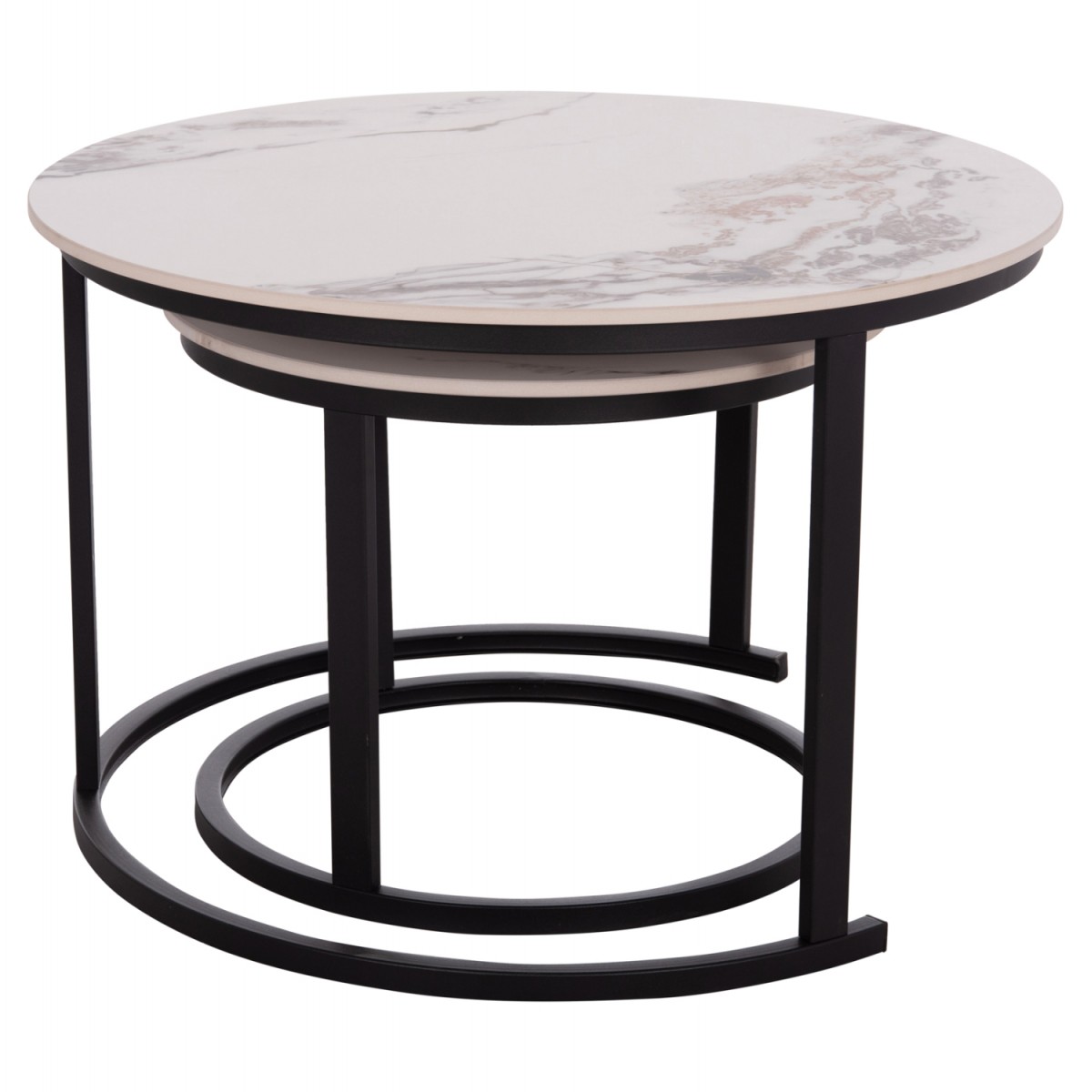 ΤΡΑΠΕΖΙ ΣΑΛΟΝΙΟΥ 2ΤΜΧ TALOS ΛΕΥΚΟ ΜΕ ΚΑΦΕ ΝΕΡΑ ΚΕΡΑΜΙΚΟ TOP HM18140.03 Φ70+Φ50