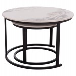 ΤΡΑΠΕΖΙ ΣΑΛΟΝΙΟΥ 2ΤΜΧ TALOS ΛΕΥΚΟ ΜΕ ΚΑΦΕ ΝΕΡΑ ΚΕΡΑΜΙΚΟ TOP HM18140.03 Φ70+Φ50