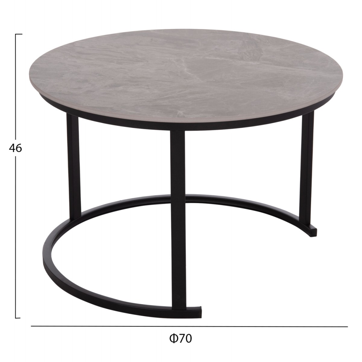 ΤΡΑΠΕΖΙ ΣΑΛΟΝΙΟΥ 2ΤΜΧ TALOS ΚΕΡΑΜΙΚΟ TOP ΜΕ ΟΨΗ ΓΚΡΙ ΜΑΡΜΑΡΟΥ HM18140.04 Φ70+Φ50