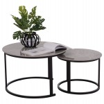 ΤΡΑΠΕΖΙ ΣΑΛΟΝΙΟΥ 2ΤΜΧ TALOS ΚΕΡΑΜΙΚΟ TOP ΜΕ ΟΨΗ ΓΚΡΙ ΜΑΡΜΑΡΟΥ HM18140.04 Φ70+Φ50