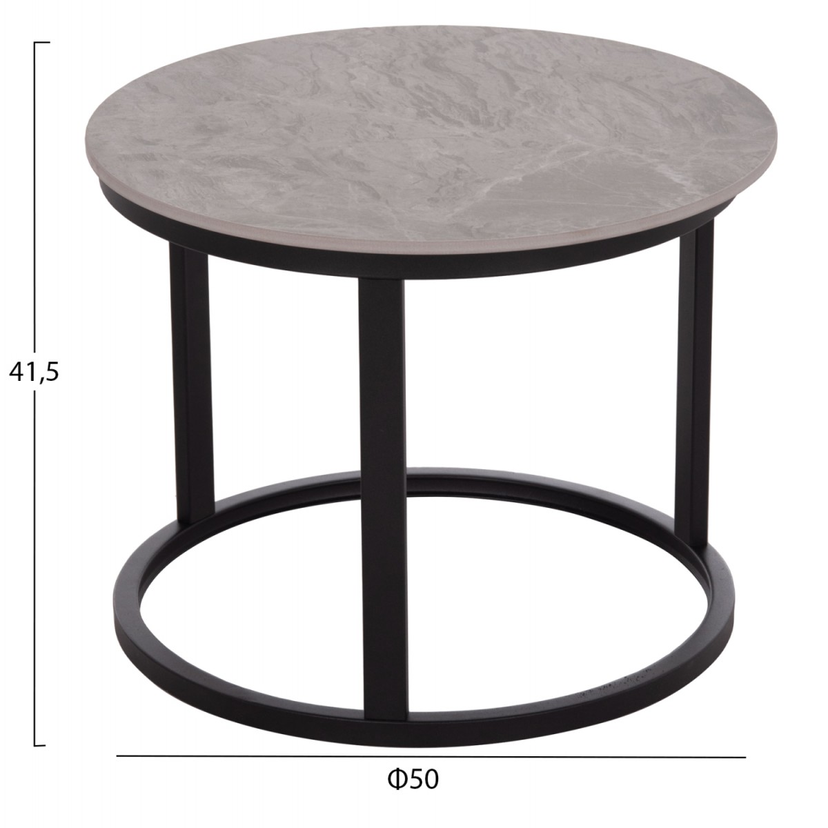 ΤΡΑΠΕΖΙ ΣΑΛΟΝΙΟΥ 2ΤΜΧ TALOS ΚΕΡΑΜΙΚΟ TOP ΜΕ ΟΨΗ ΓΚΡΙ ΜΑΡΜΑΡΟΥ HM18140.04 Φ70+Φ50