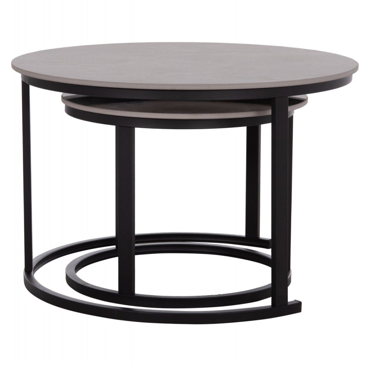 ΤΡΑΠΕΖΙ ΣΑΛΟΝΙΟΥ 2ΤΜΧ TALOS ΚΕΡΑΜΙΚΟ TOP ΜΕ ΟΨΗ ΓΚΡΙ ΜΑΡΜΑΡΟΥ HM18140.04 Φ70+Φ50