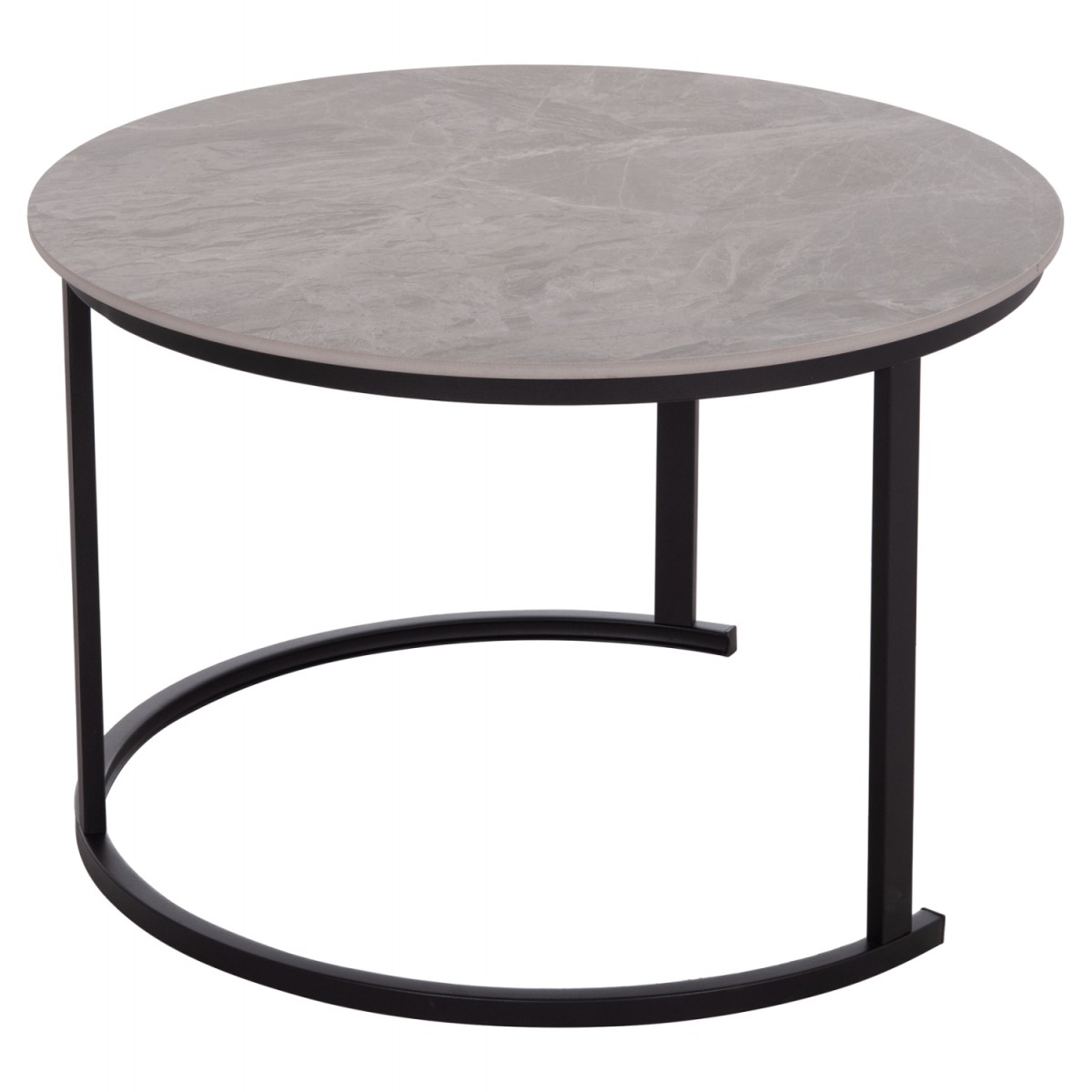 ΤΡΑΠΕΖΙ ΣΑΛΟΝΙΟΥ 2ΤΜΧ TALOS ΚΕΡΑΜΙΚΟ TOP ΜΕ ΟΨΗ ΓΚΡΙ ΜΑΡΜΑΡΟΥ HM18140.04 Φ70+Φ50