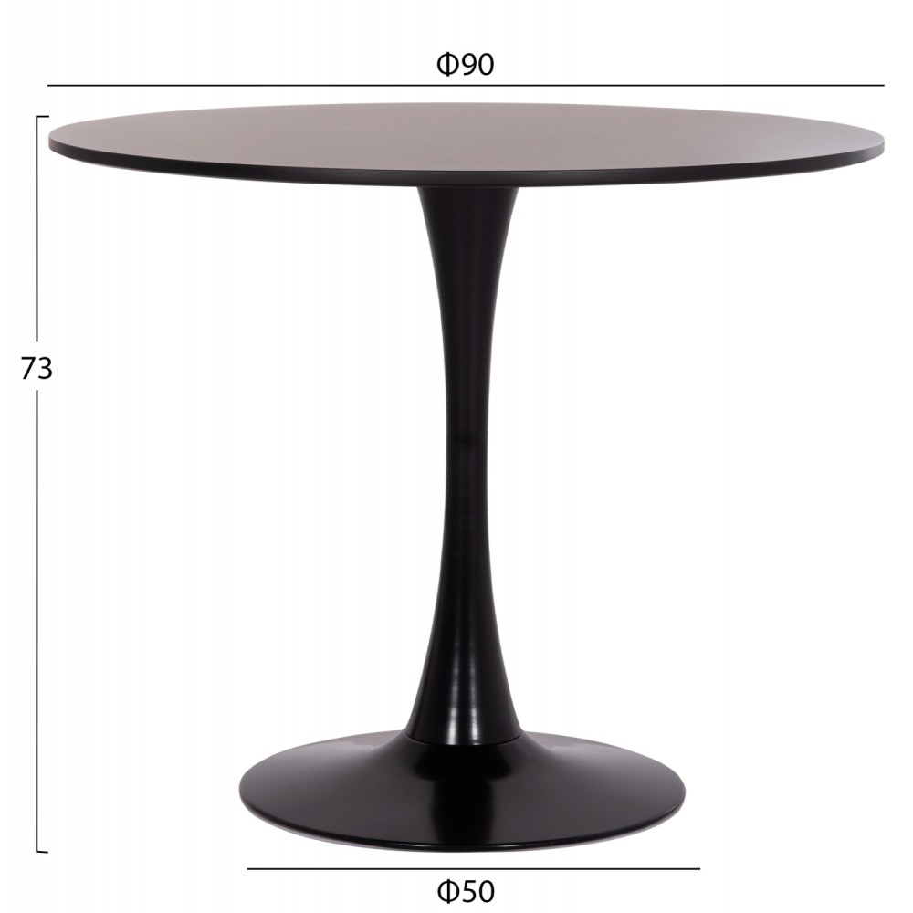 ΤΡΑΠΕΖΙ ΣΤΡΟΓΓΥΛΟ BROLIN HM18141.02 MDF TOP-ΒΑΣΗ ΜΕΤΑΛΛΙΚΗ--ΜΑΥΡΟ Φ90x73Υεκ