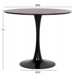 ΤΡΑΠΕΖΙ ΣΤΡΟΓΓΥΛΟ BROLIN HM18141.02 MDF TOP-ΒΑΣΗ ΜΕΤΑΛΛΙΚΗ--ΜΑΥΡΟ Φ90x73Υεκ