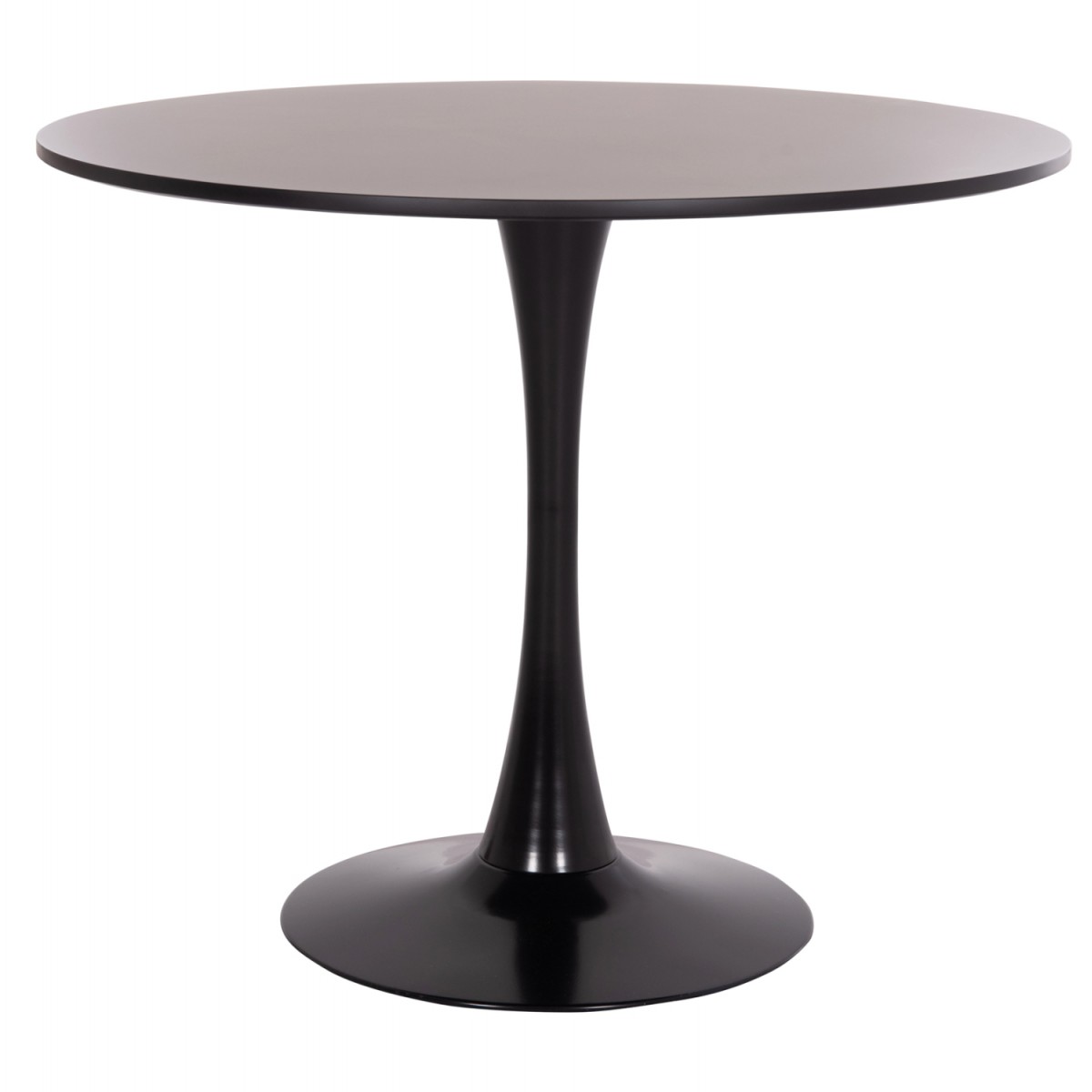 ΤΡΑΠΕΖΙ ΣΤΡΟΓΓΥΛΟ BROLIN HM18141.02 MDF TOP-ΒΑΣΗ ΜΕΤΑΛΛΙΚΗ--ΜΑΥΡΟ Φ90x73Υεκ