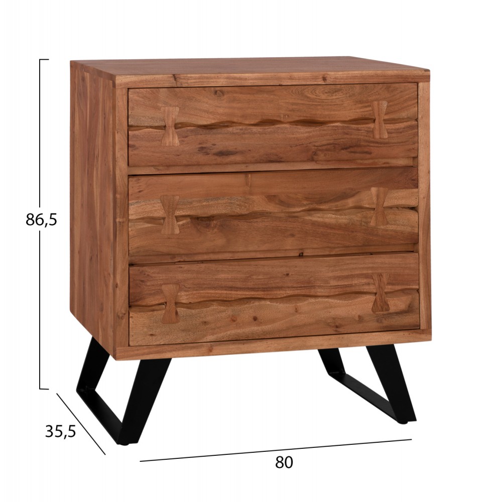 ΣΥΡΤΑΡΙΕΡΑ FANSI 3ΣΥΡΤΑΡΙΑ ΑΠΟ ΜΑΣΙΦ ΞΥΛΟ ΑΚΑΚΙΑΣ 80x35x86Υεκ. HM8474.11