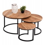 ΣΕΤ ΖΙΓΚΟΝ 3ΤΜΧ OBI HM9255.21 ΞΥΛΟ ΑΚΑΚΙΑΣ-ΜΑΥΡΑ ΜΕΤΑΛΛΙΚΑ ΠΟΔΙΑ Φ77.5x47.5Υεκ.