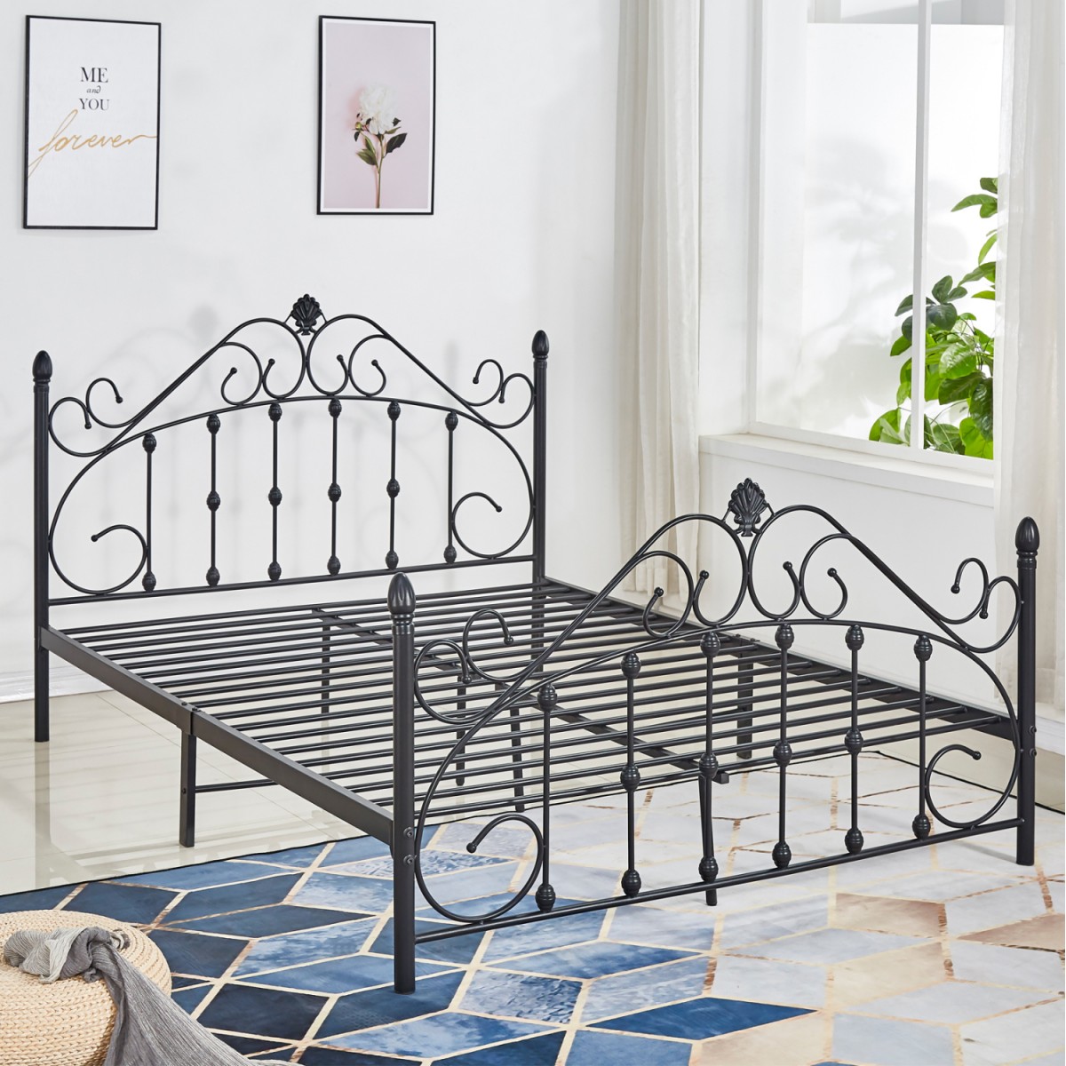 ΚΡΕΒΑΤΙ ΜΕΤΑΛΛΙΚΟ MADEN 150x200 εκ. ΜΑΥΡΟ ΧΡΩΜΑ HM576.01