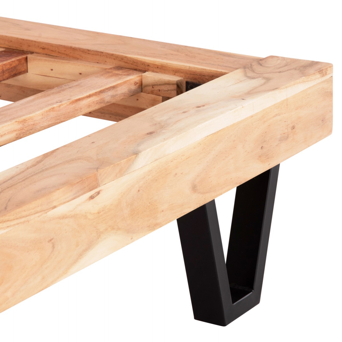 ΚΡΕΒΑΤΙ ALICIA ΑΠΟ ΜΕΤΑΛΛΟ ΚΑΙ ΜΑΣΙΦ ΞΥΛΟ ΑΚΑΚΙΑΣ 217x180,5x94Yεκ.(ΣΤΡΩΜΑ 160Χ200)HM8359.11