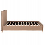 ΚΡΕΒΑΤΙ INDRA ΑΠΟ ΜΠΕΖ ΥΦΑΣΜΑ & ΚΑΦΕ ΡΕΛΙ HM662.02 ΓΙΑ ΣΤΡΩΜΑ 160x200 EK.