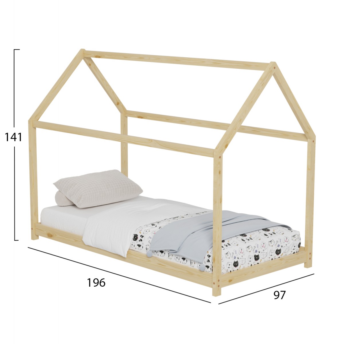 ΚΡΕΒΑΤΙ ΠΑΙΔΙΚΟ PEPE HM677.01 τ.MONTESSORI ΞΥΛΟ ΠΕΥΚΟ ΦΥΣΙΚΟ- 190x90εκ