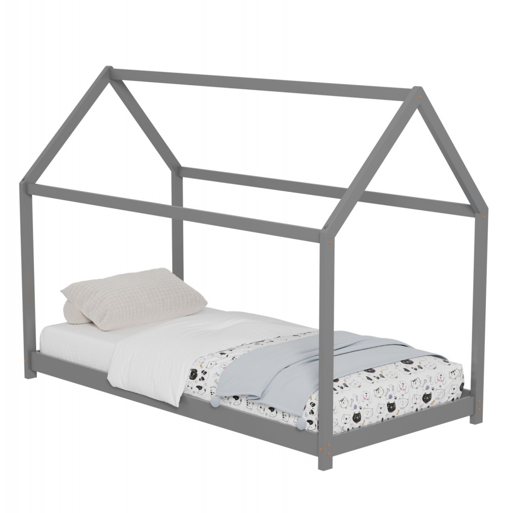 ΚΡΕΒΑΤΙ ΠΑΙΔΙΚΟ PEPE HM677.05 τ.MONTESSORI ΞΥΛΟ ΠΕΥΚΟ ΓΚΡΙ- 190x90εκ