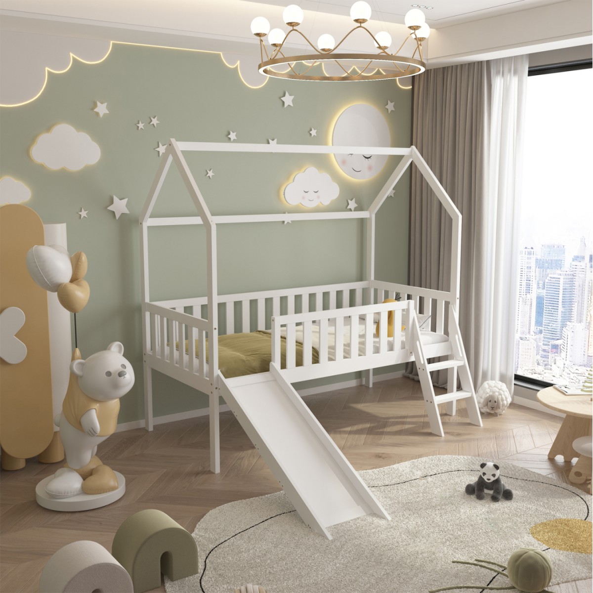 ΠΑΙΔΙΚΟ ΚΡΕΒΑΤΙ τ.MONTESSORI ΜΕ ΤΣΟΥΛΗΘΡΑ PHYLLIS HM701.03 ΞΥΛΟ ΠΕΥΚΟΥ ΛΕΥΚΟ ΓΙΑ 90x190εκ