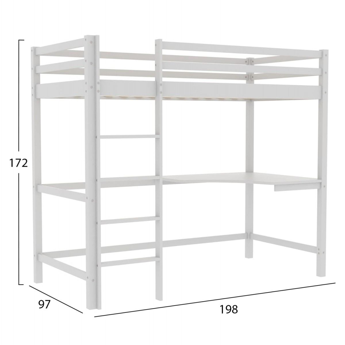 ΠΑΙΔΙΚΟ ΚΡΕΒΑΤΙ ΚΟΥΚΕΤΑ ΜΕ ΓΡΑΦΕΙΟ AKRON HM702.03 ΞΥΛΟ ΠΕΥΚΟΥ ΛΕΥΚΟ-ΣΤΡΩΜΑ 90x190εκ