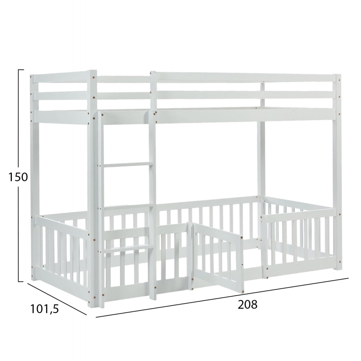ΠΑΙΔΙΚΗ ΚΟΥΚΕΤΑ τ.MONTESSORI ΜΕ ΠΑΡΚΑΚΙ PLAYKID HM703.03 ΞΥΛΟ ΠΕΥΚΟΥ ΛΕΥΚΟ ΓΙΑ 190x90εκ