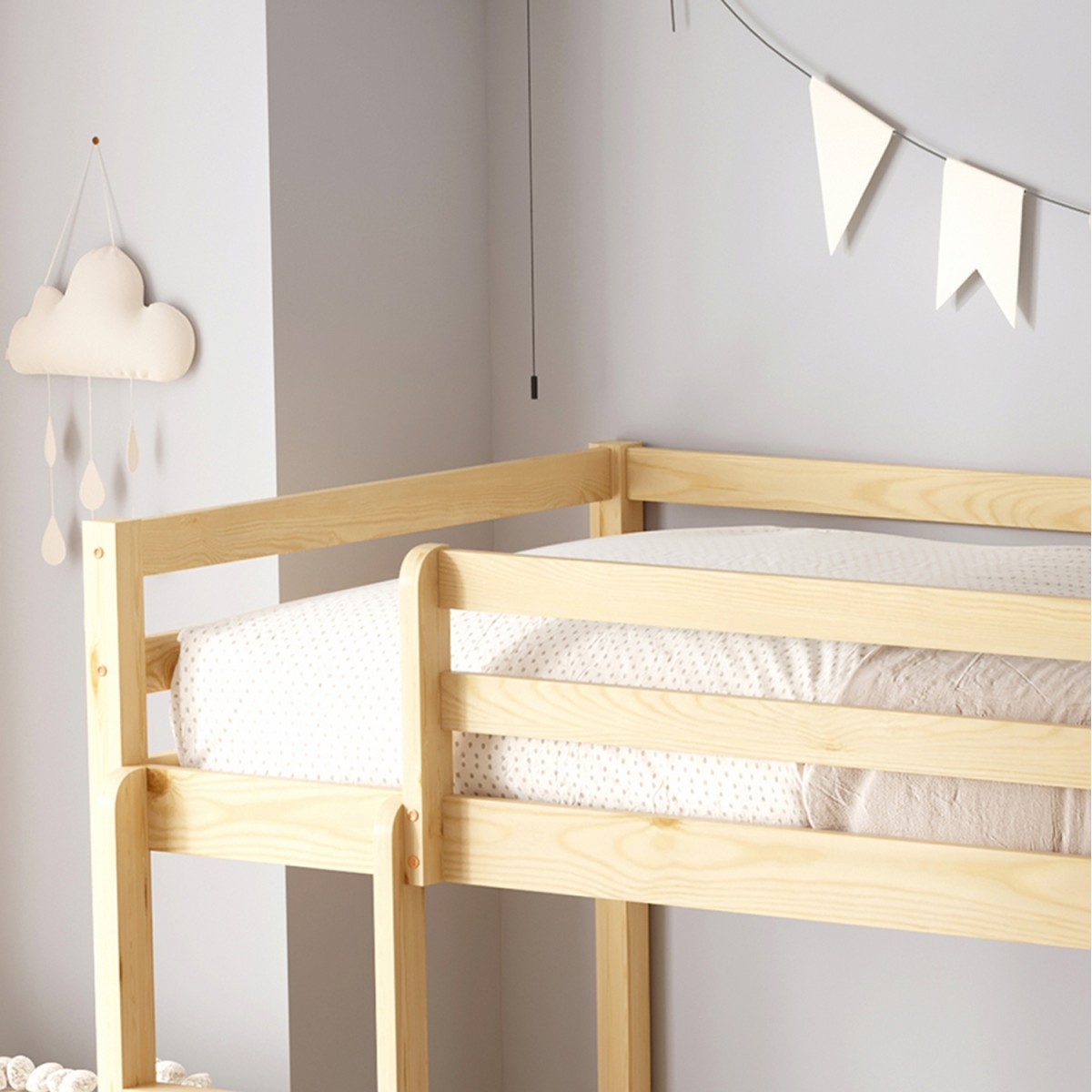 ΠΑΙΔΙΚΗ ΚΟΥΚΕΤΑ τ.MONTESSORI ΜΕ ΠΑΡΚΑΚΙ PLAYKID HM703.01 ΞΥΛΟ ΠΕΥΚΟΥ ΦΥΣΙΚΟ ΓΙΑ 190x90εκ