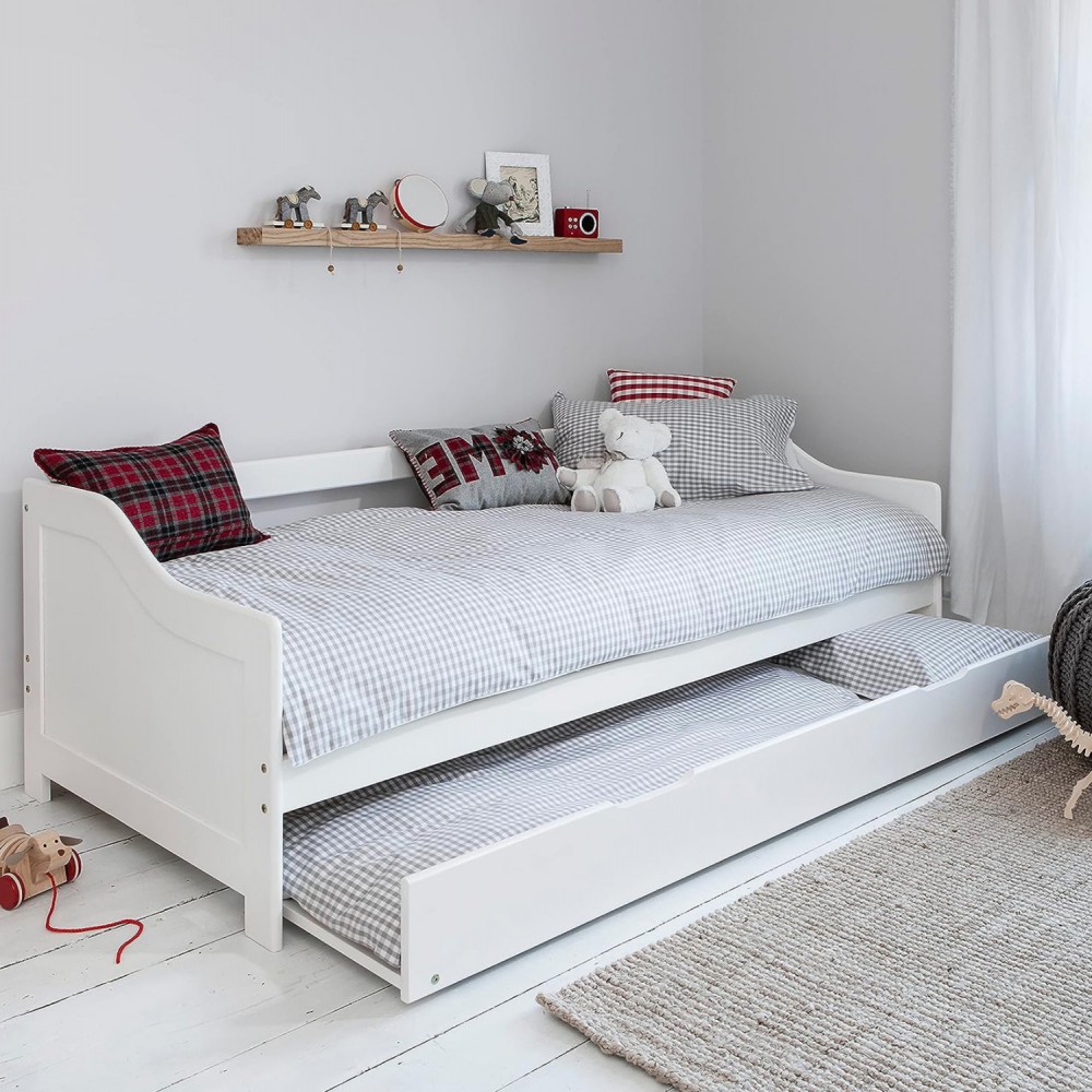 ΚΑΝΑΠΕΣ ΚΡΕΒΑΤΙ TRADDY HM704.03 ΞΥΛΟ ΠΕΥΚΟΥ ΛΕΥΚΟ ΓΙΑ ΣΤΡΩΜΑΤΑ 190x90εκ