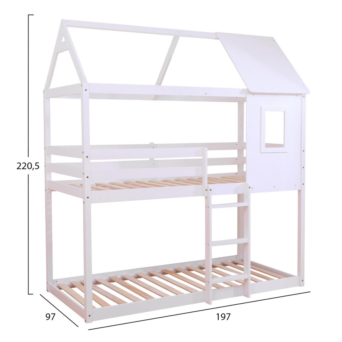 ΠΑΙΔΙΚΗ ΚΟΥΚΕΤΑ ΣΠΙΤΑΚΙ  τ.MONTESSORI HOOD HM705.03 ΞΥΛΟ ΠΕΥΚΟΥ ΣΕ ΛΕΥΚΟ-ΣΤΡΩΜΑΤΑ 190x90εκ