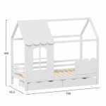 ΠΑΙΔΙΚΟ ΚΡΕΒΑΤΙ τ.MONTESSORI ΜΕ ΣΥΡΤΑΡΙΑ DOMER HM710.03 ΞΥΛΟ ΠΕΥΚΟΥ ΛΕΥΚΟ-ΣΤΡΩΜΑ 90x190εκ