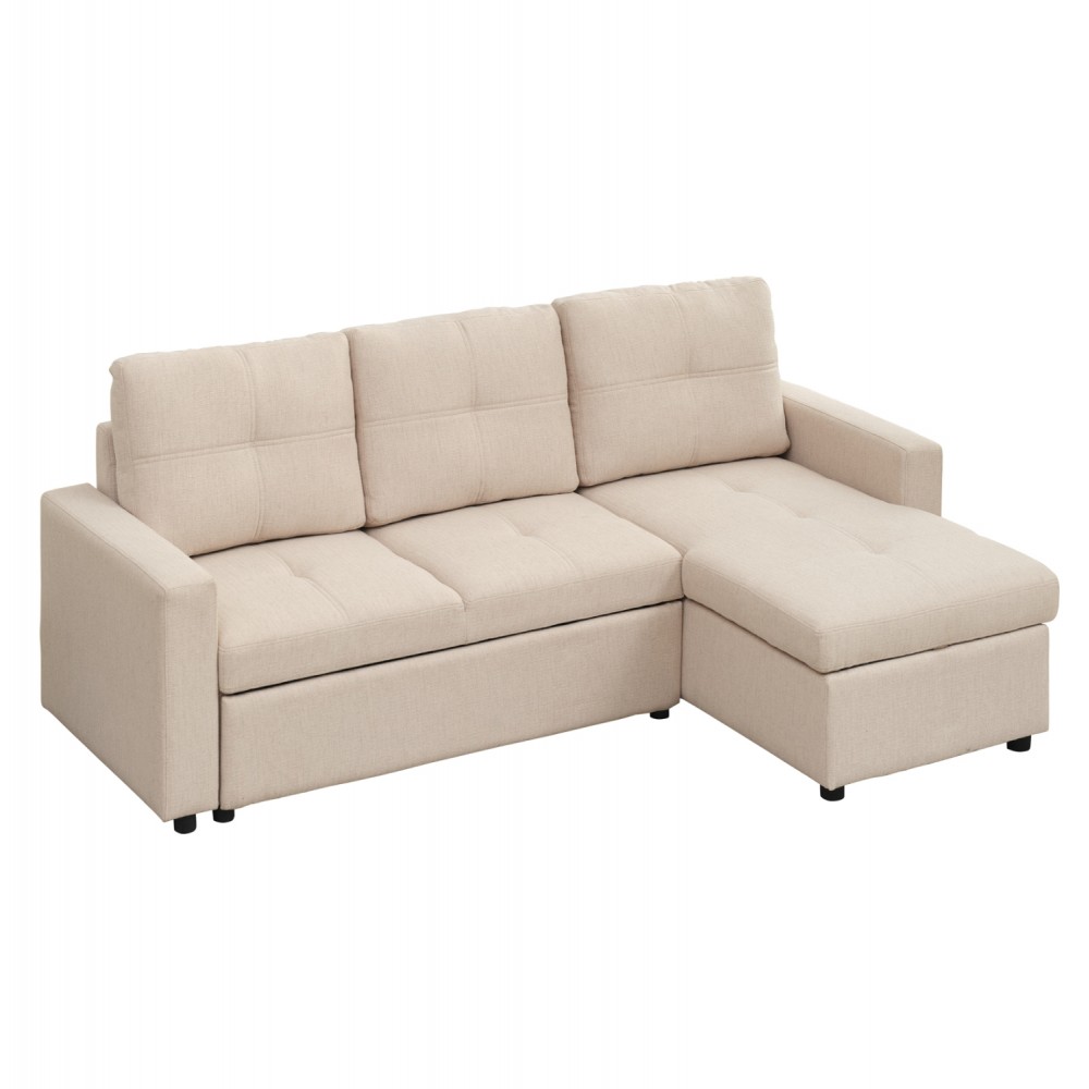 ΓΩΝΙΑΚΟΣ ΚΑΝΑΠΕΣ-ΚΡΕΒΑΤΙ ΑΝΑΣΤΡΕΨΙΜΟΣ SALINO HM3285.03 ΜΠΕΖ ΥΦΑΣΜΑ 213x132x87Yεκ